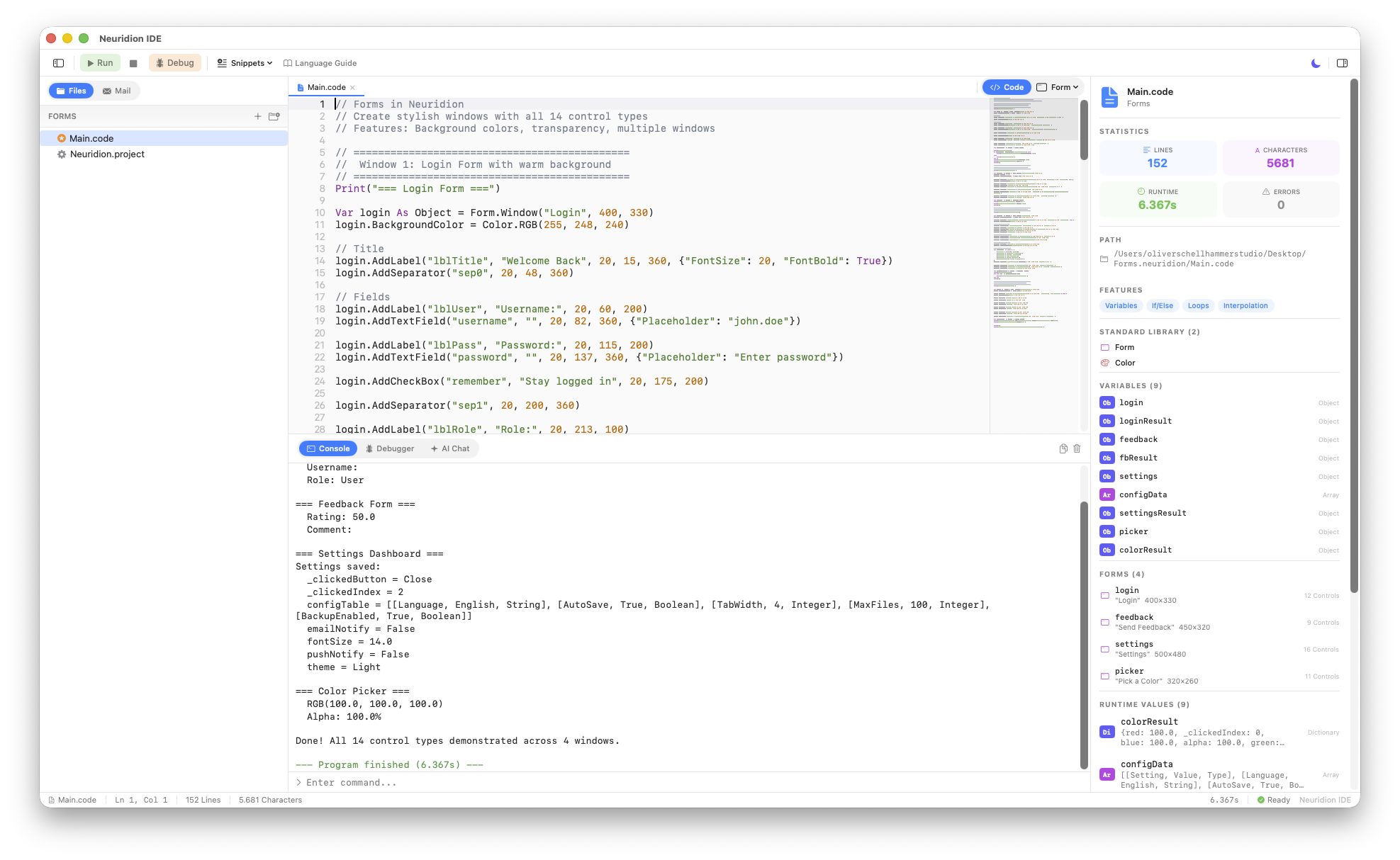 Neuridion Interactive Console
