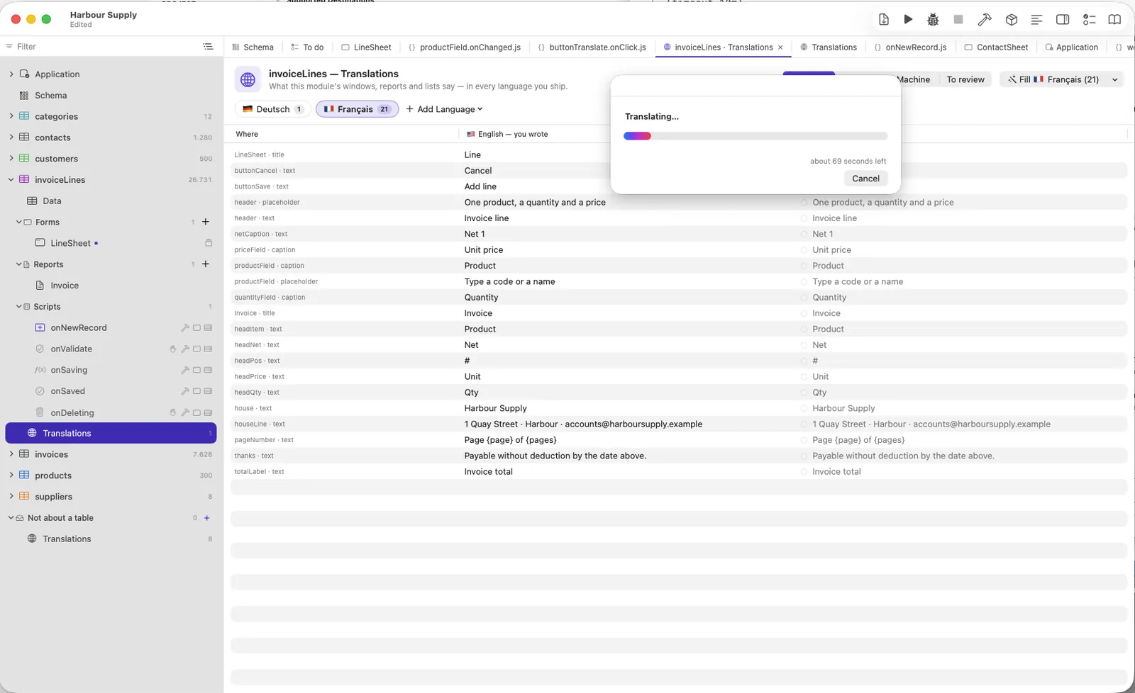 A built application running in another language